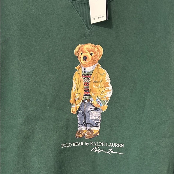 Polo by Ralph Lauren Green Crewneck Sweater with Bear Design - Picture 3 of 5